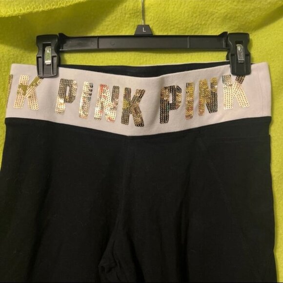 Victoria’s Secret PINK Bling y2k Yoga Legging Pant Ankle Skinny Black medium VS - Picture 2 of 4